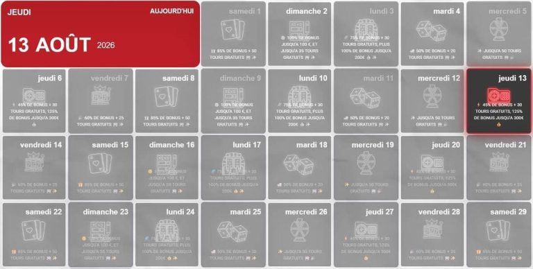 Casino Clic Casino calendrier promotionnel mensuel