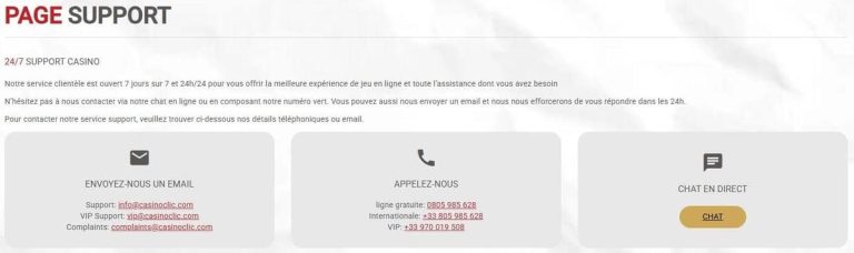 Casino Clic Casino support client